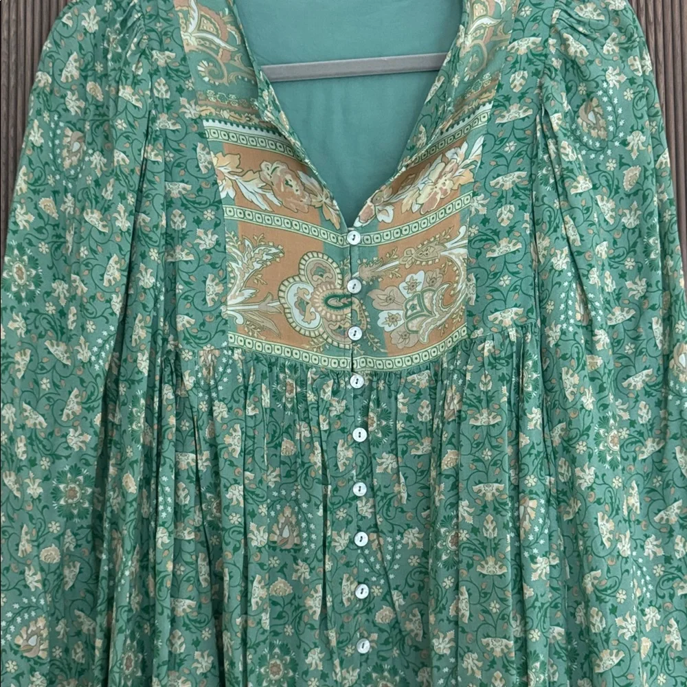 Spell & The Gypsy Collective Emerald Madame Peacock Floral Boho Blouse - Picture 7 of 8